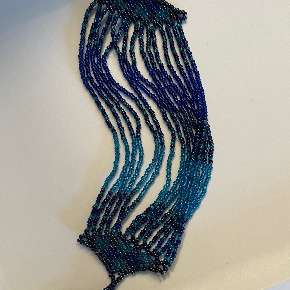 Handmade Beaded Bracelet from South Africa. Glistening Blue & Green. Adjustable